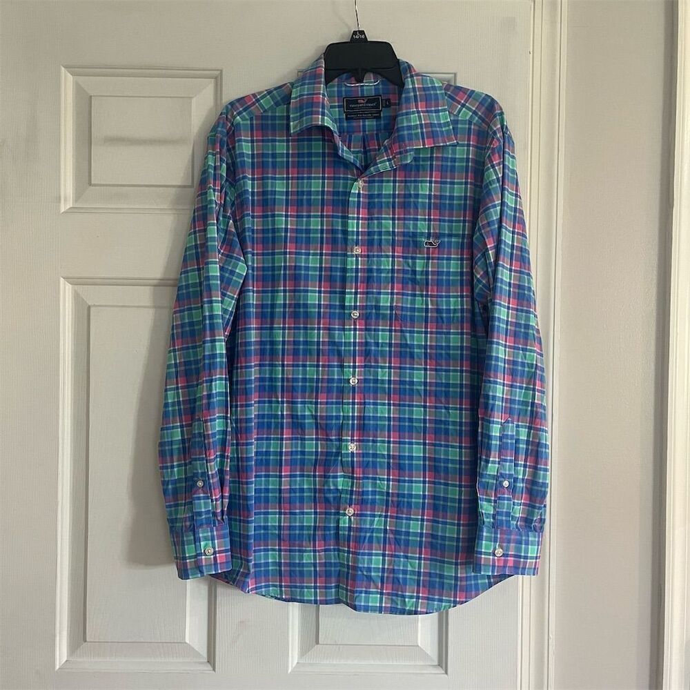 Vineyard Vines Men's L Plaid Classic Fit Tucker Shirt Long Sleeve
